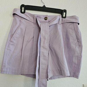 A New Day lavender shorts Size 10 - High Rise, Pleat Front, Tie Waist - NWOT